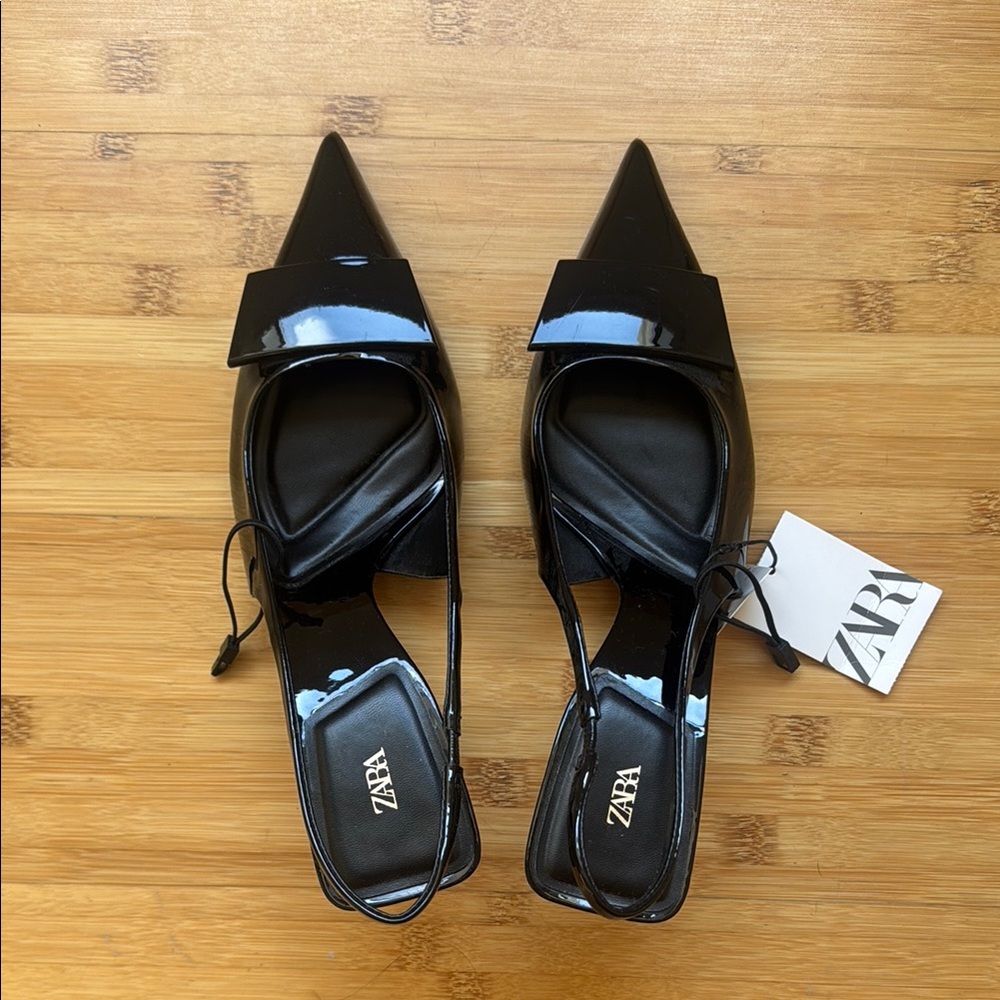 Zara Pointed Toe Slingback Heels